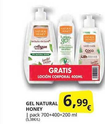 Supermercados MAS Gel natural honey oferta