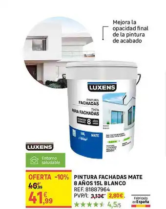 Leroy Merlin Pintura fachadas mate 8 años blanco oferta