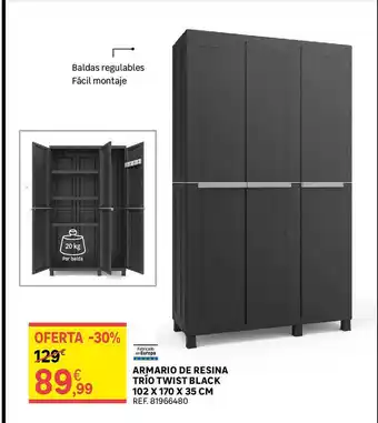 Leroy Merlin Armario de resina trío twist black oferta