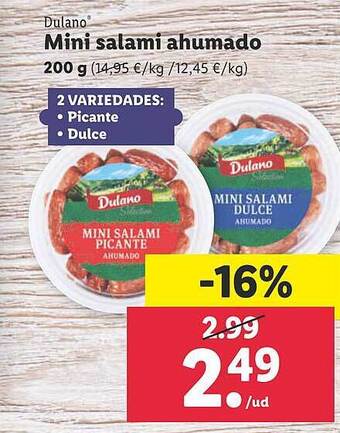 Lidl Dulano mini salami ahumado oferta