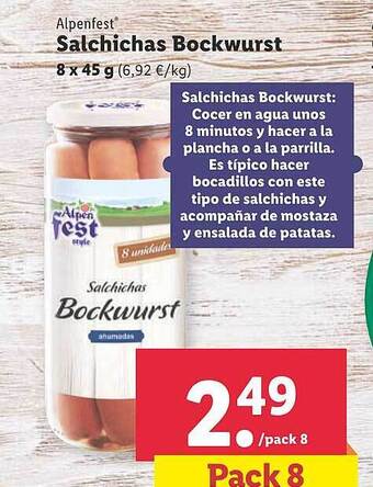 Lidl Alpenfest salchichas bockwurst oferta