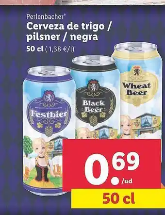 Lidl Perlenbachar cerveza de trigo - pilsner - negra oferta