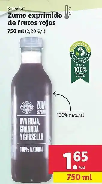 Lidl Solevita zumo exprimido de frutos rojos oferta