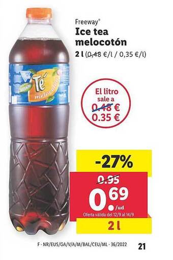 Lidl Freeway ice tea melocotón oferta