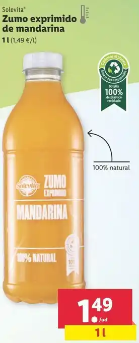 Lidl Zumo exprimido de mandarina solevita oferta