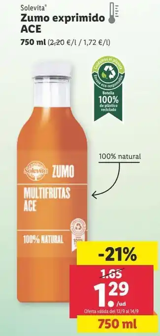Lidl Zumo exprimido ace solevita oferta