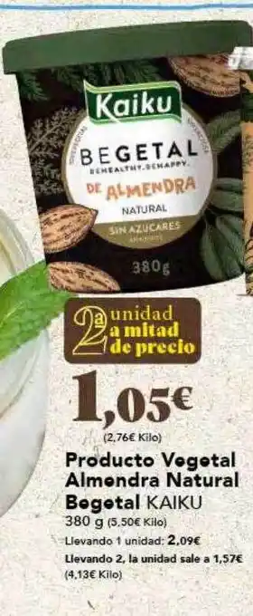 Gadis Producto vegetal almendra natural begetal kaiku oferta