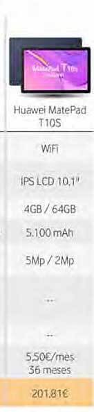Vodafone Huawei matepad t10s oferta