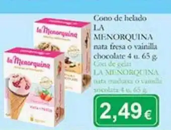Supermercados Bip Bip Cono de helado la menorquina nata fresa o vainilla chocolate oferta