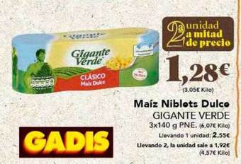 Gadis Maíz niblets dulce gigante verde oferta