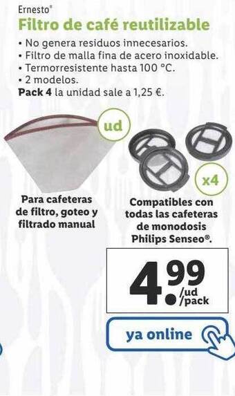Lidl Ernesto filtro de café reutilizable oferta