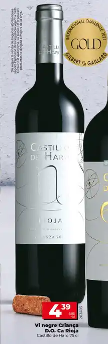Dia Castillo de Haro Vi negre Criança D.O. Ca Rioja 75cl oferta