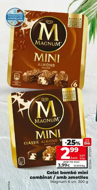 Dia Magnum Gelat bombó mini combinat / amb ametlles 6un. 300g oferta
