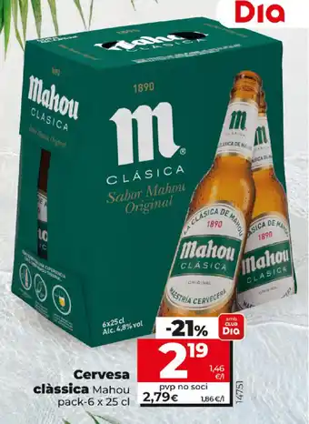 Dia Mahou Cervesa clàssica 6x25cl oferta
