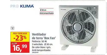 Bauhaus Ventilador De Terra Box Fan Proklima oferta