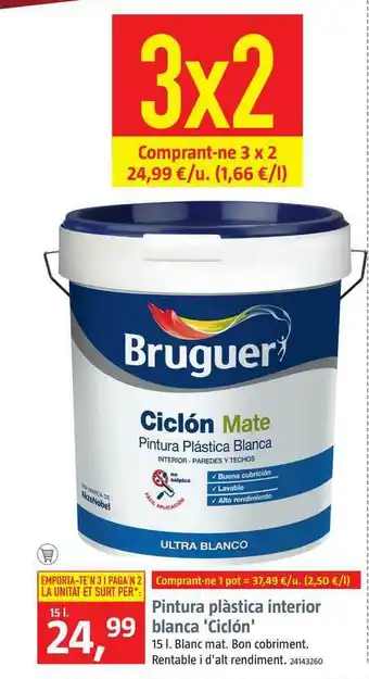Bauhaus Bruguer Pintura Plàstica Interior Blanca Ciclón 15L oferta