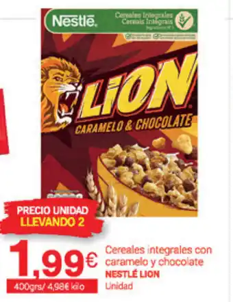 Supermercados Plaza Nestlé Lion Cereales integrales con caramelo y chocolate 400grs oferta