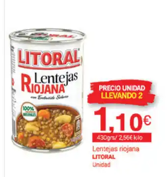 Supermercados Plaza Litoral Lentejas riojana 430grs oferta