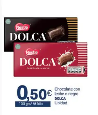 Supermercados Plaza Dolca Chocolate con leche o negro 100grs oferta