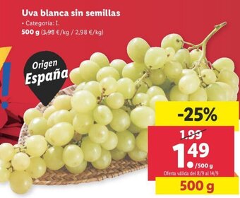 Lidl Uva Blanca sin Semilla oferta