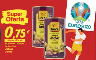 Supermercados Plaza Jolca Aceitunas rellenas de anchoa 190grs oferta