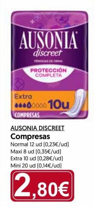 Hiper Usera Ausonia Discreet Compresas oferta