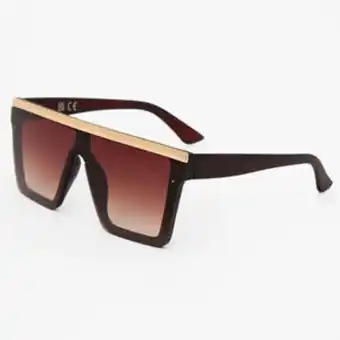 Claire's Gold bar shield sunglasses - brown oferta