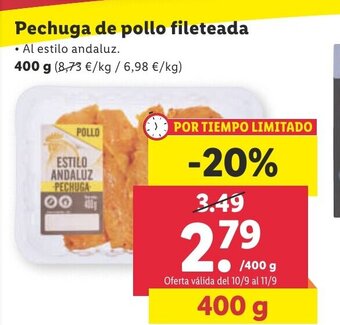Lidl Pechuga de pollo Fileteada oferta
