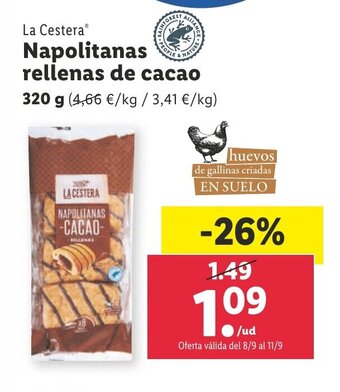 Lidl Napolitanas Rellenas de Cacao oferta