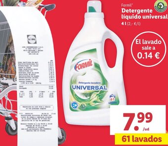 Lidl Formil Detergente Líquido Universal oferta