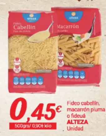 Supermercados Plaza Alteza Fideo Cabellin Macarrón pluma o fideuá 500grs oferta