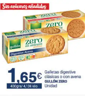 Supermercados Plaza Gullón Zero Galletas digestive clásicas o con avena 400grs oferta