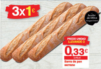 Supermercados Plaza Barra de pan serrano oferta