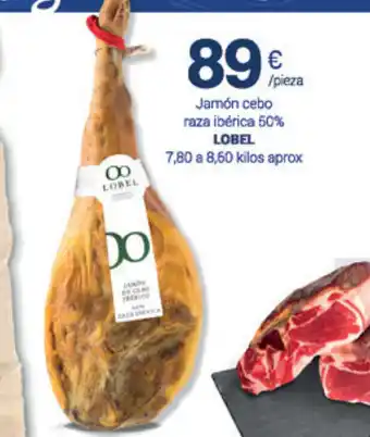 Supermercados Plaza Lobel Jamón cebo raza ibèrica 50% oferta