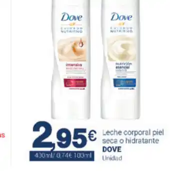 Supermercados Plaza Dove Leche corporal piel seca o hidratante unidad oferta