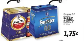 Supermercados Piedra Cerveza 0.0 Alcohol Buckler ó Amstel 6x250ml oferta