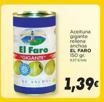 Supermercados Piedra El Faro Aceituna Gigante Rellena Anchoa 150gr oferta