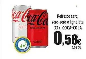 SPAR Refresco zero zero-zero o light lata coca-cola oferta