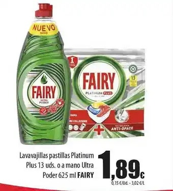 SPAR Lavavajillas pastillas platinum plus 13. o a mano ultra poder fairy oferta