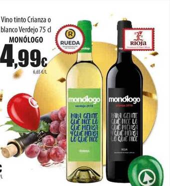 SPAR Lanzarote Vino tinto crianza o blanco verdejo monólogo oferta
