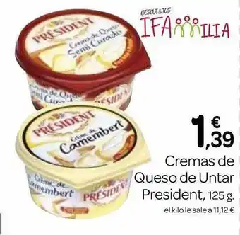 Supermercados El Jamón Cremas de queso de untar president oferta