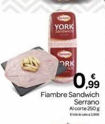 Supermercados El Jamón Fiambre sandwich serrano oferta
