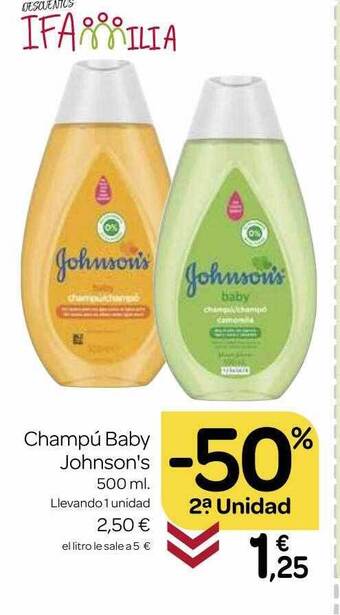 Supermercados El Jamón -50% 2a unidad champú baby johnson's oferta