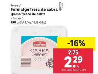 Lidl Roncero queso fresco de cabra oferta