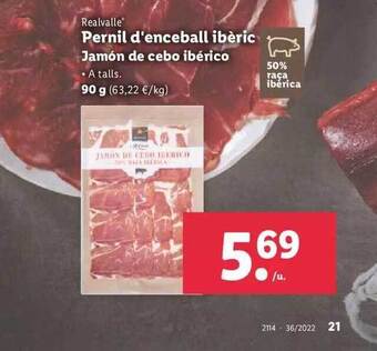Lidl Realvalle jamón de cebo ibérico oferta