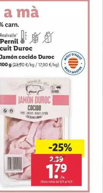 Lidl Realvalle jamón cocido duroc oferta