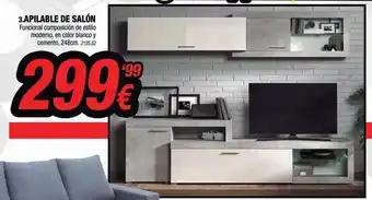 Rapimueble 3.apilable de salón funcional composición de estilo moderno, en color blanco y cemento, 248cm. 2125.52 299€ tokk oferta