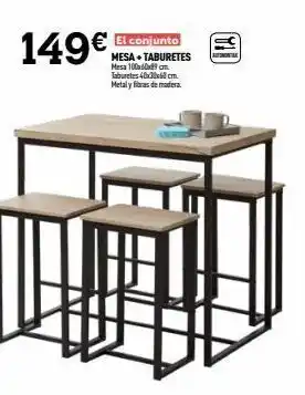 149€ el conjunto mesa+taburetes mesa 100x60x²9cm. taburetes 40x30x60cm. metaly fibras de madera. = au