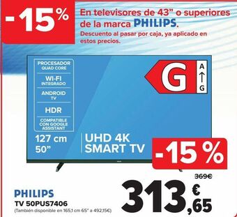 Carrefour Philips tv 50pus7406 oferta