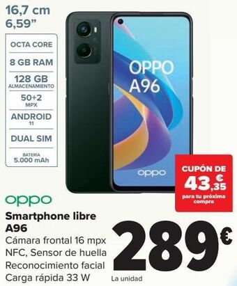 Carrefour Oppo smartphone libre a96 oferta